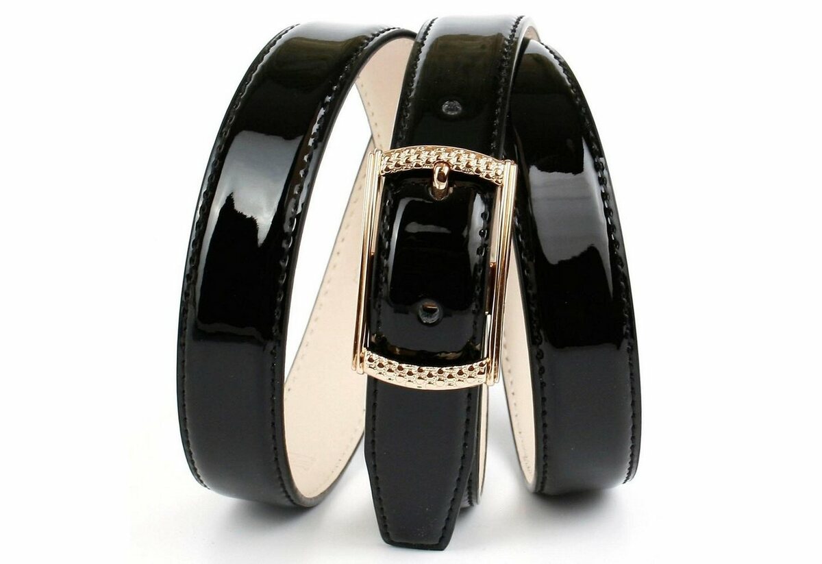Bild 1 von Anthoni Crown Ledergürtel Schmaler Lackledergürtel mit goldfarbener Schließe