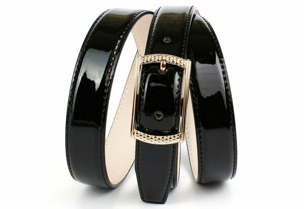 Bild 1 von Anthoni Crown Ledergürtel Schmaler Lackledergürtel mit goldfarbener Schließe