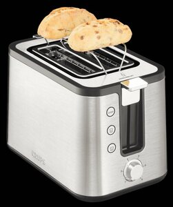 Krups Toaster KH442D Control Line, 2 kurze Schlitze, für 2 Scheiben, 850 W, 6 Stufen, erweiterte Funktionen, Hebefunktion, Krümelschublade