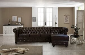 Home affaire Chesterfield-Sofa Rysum, Chesterfield-Optik mit Ottomanen-Abschluß, Braun