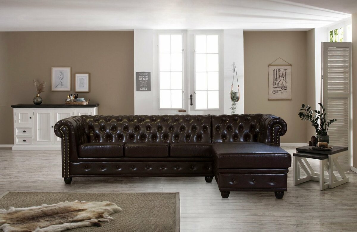 Bild 1 von Home affaire Chesterfield-Sofa Rysum, Chesterfield-Optik mit Ottomanen-Abschluß, Braun