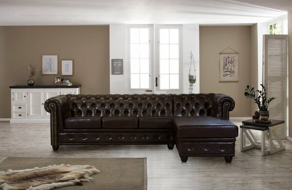 Bild 1 von Home affaire Chesterfield-Sofa Rysum, Chesterfield-Optik mit Ottomanen-Abschluß, Braun