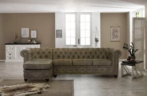 Home affaire Chesterfield-Sofa Rysum, Chesterfield-Optik mit Ottomanen-Abschluß, Grau