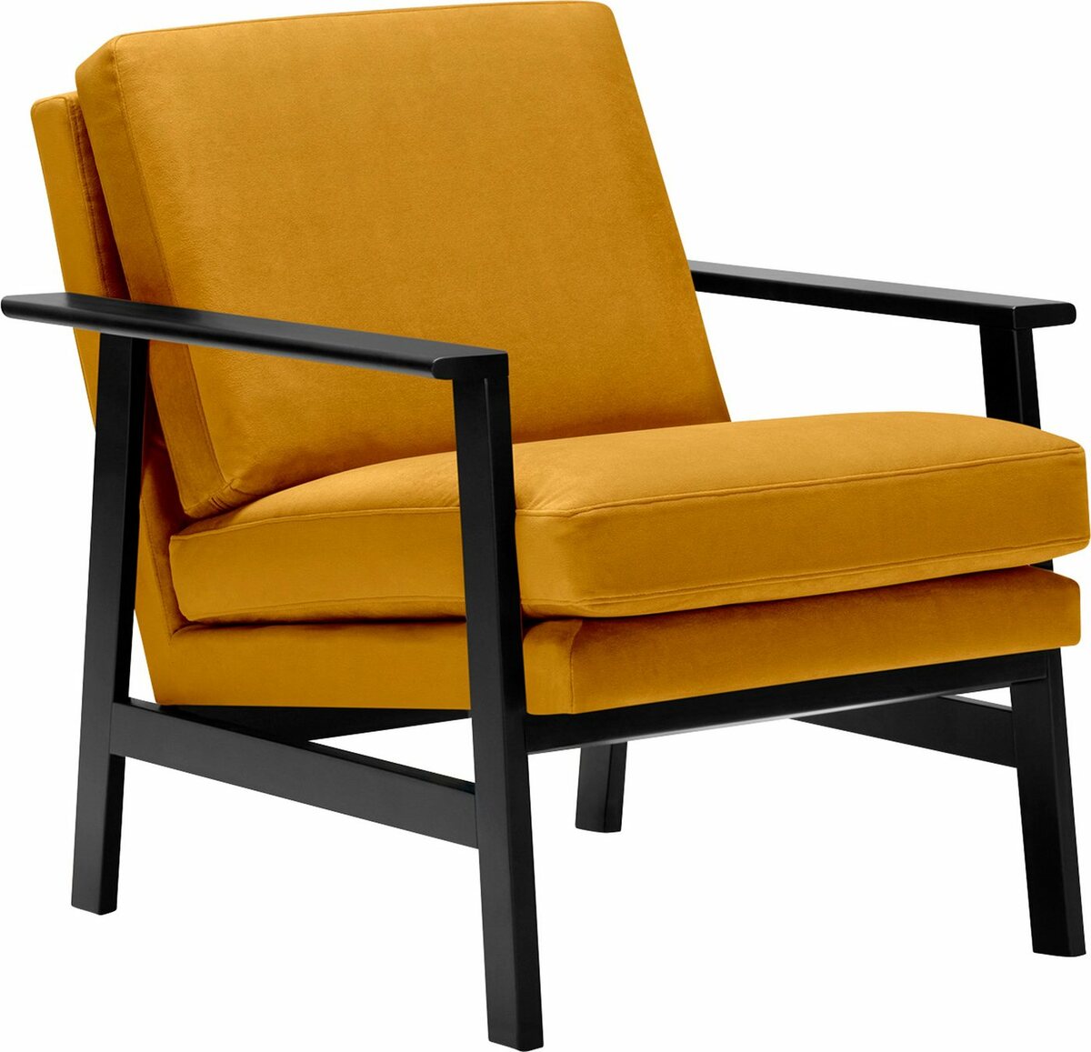 Bild 1 von LOVI Sessel Pepper, Gestell schwarz aus massiver Buche im Retro Style, Gelb