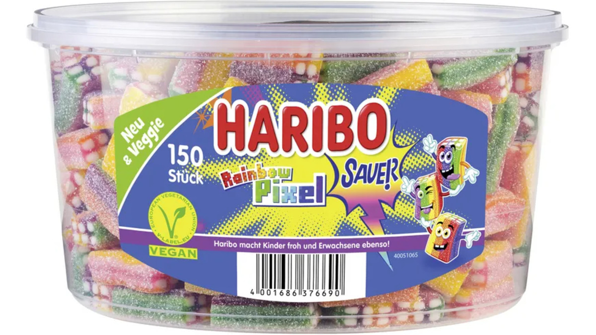 Bild 1 von Haribo Fruchtgummi-Konfekt Rainbow Pixel Runddose Veggie