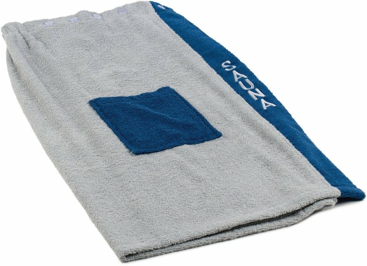 Bild 1 von Gözze Kilt Sauna Sarong, Kurzform, Walkfrottee, Knöpfe, Saunakilt für Damen, 100% Baumwolle, verstellbare Knöpfe, Bestickung