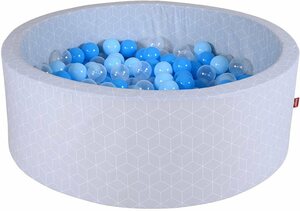 Knorrtoys® Bällebad Geo, Cube Grey, mit 300 Bällen soft Blue/Blue/transparent, Made in Europe