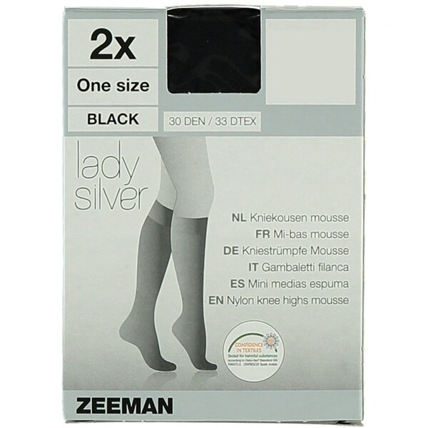 Bild 1 von Lady Silver Kniestrümpfe 30 den Stretch 2er-Pack, Schwarz, ONE SIZE