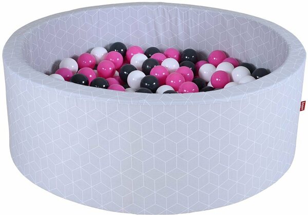 Bild 1 von Knorrtoys® Bällebad Geo, Cube Grey, mit 300 Bällen creme/Grey/rose, Made in Europe