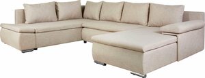 Home affaire Wohnlandschaft Acra, mit Bettfunktion und Bettkasten, in Mattenoptik, Beige