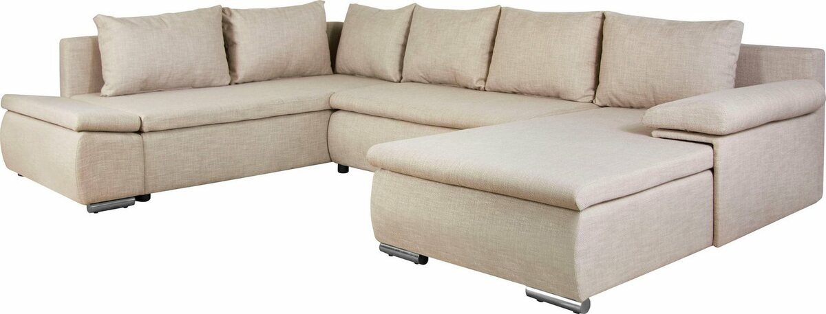 Bild 1 von Home affaire Wohnlandschaft Acra, mit Bettfunktion und Bettkasten, in Mattenoptik, Beige