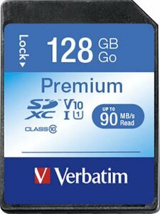 Verbatim Premium U1 SDXC 128GB Speicherkarte (128 GB, Class 10, 90 MB/s Lesegeschwindigkeit)