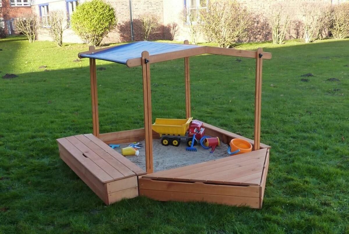 Bild 1 von Promadino Sandkasten "MULTI" + Bug-/Sitzbox + Sonnendach