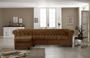 Home affaire Chesterfield-Sofa Rysum, Chesterfield-Optik mit Ottomanen-Abschluß, Rot