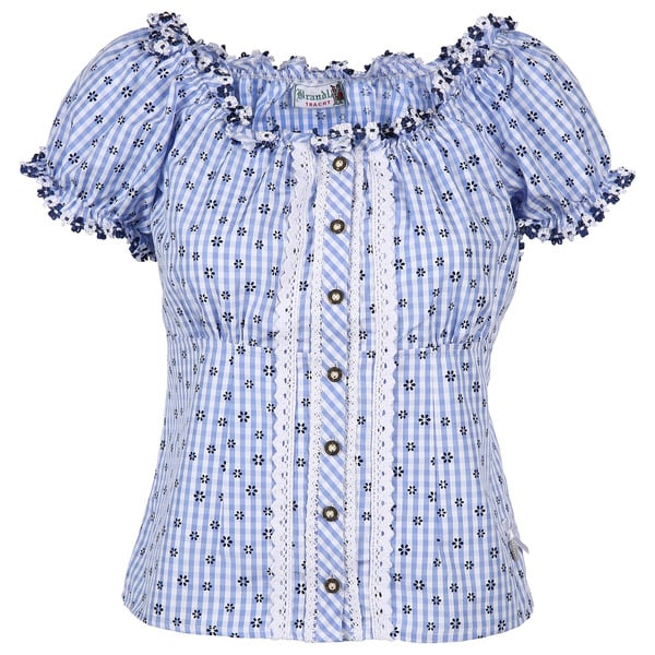 Bild 1 von Damen Trachtenbluse mit Vichy Karo und Allover Print
                 
                                                        Blau