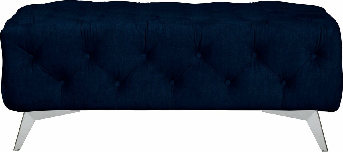 Bild 1 von Leonique Polsterhocker Glynis, aufwändige Knopfheftung, moderne Chesterfield Optik, Fußfarbe wählbar, Blau