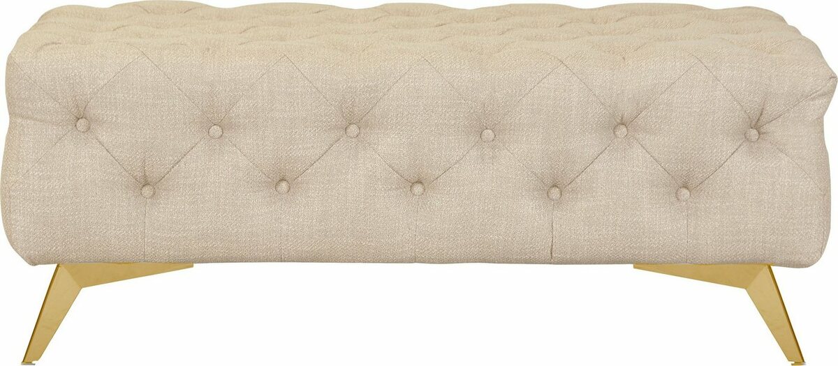 Bild 1 von Leonique Polsterhocker Glynis, aufwändige Knopfheftung, moderne Chesterfield Optik, Fußfarbe wählbar, Beige