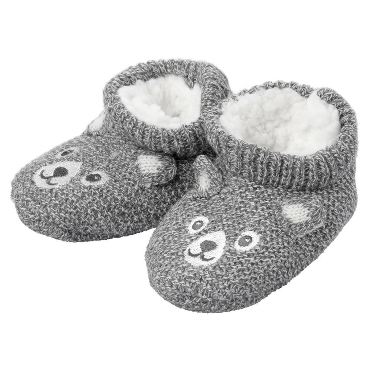 Bild 1 von 1 Paar Baby Haussocken mit Bären-Motiv GRAU