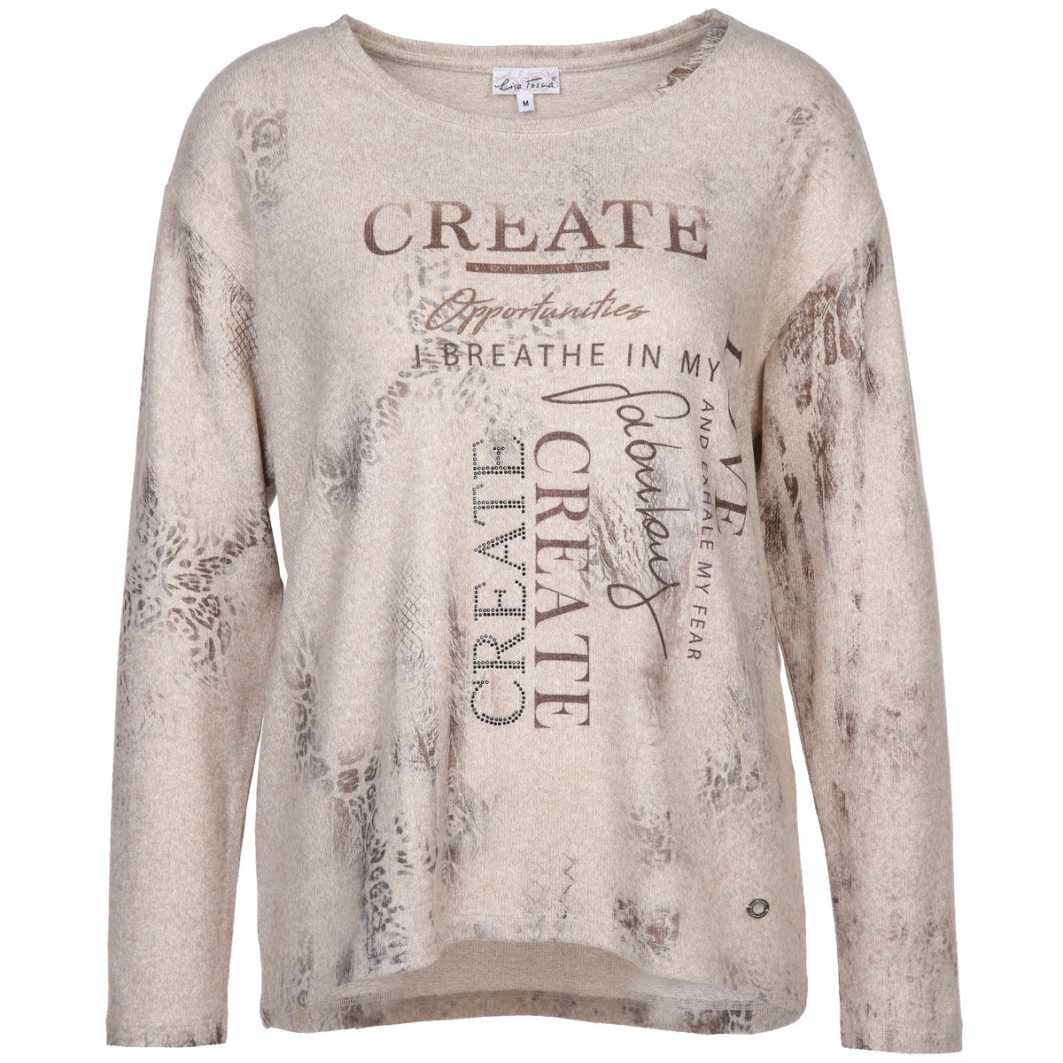 Bild 1 von Damen Flauschshirt mit Print und Glitzersteinchen
                 
                                                        Beige