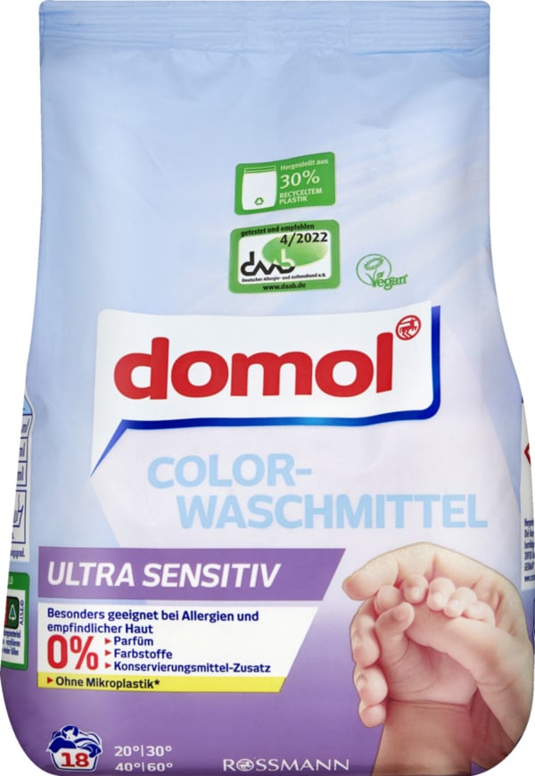 Bild 1 von domol Colorwaschmittel Ultra Sensitiv Pulver 18 WL