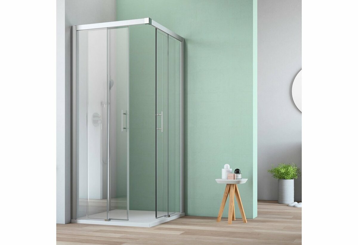 Bild 1 von maw by GEO Eckdusche A-ES60, BxT: 90x90 cm, Einscheibensicherheitsglas, mit Schiebetür