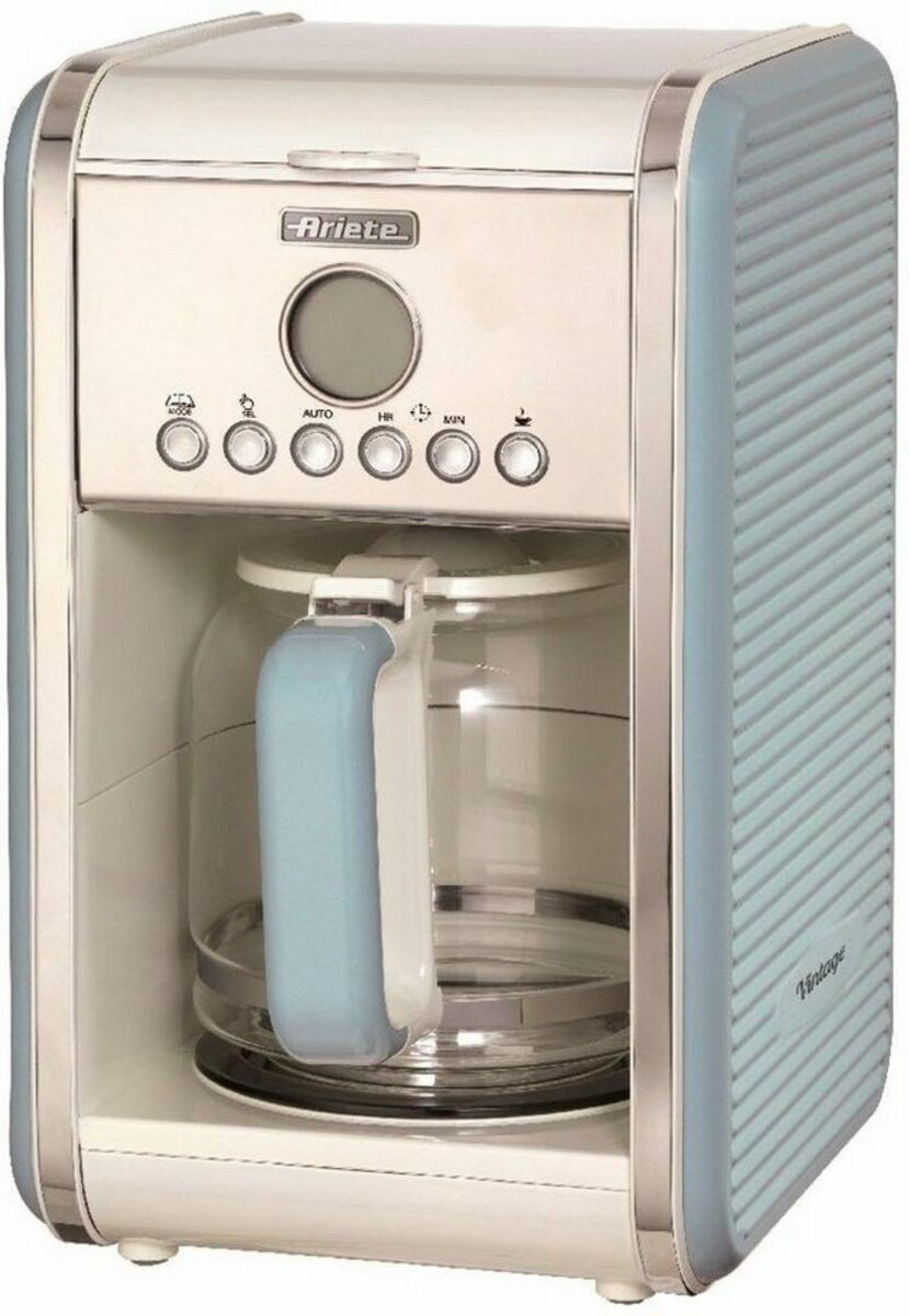 Bild 1 von Ariete Filterkaffeemaschine Vintage 1342, blau, 1,5l Kaffeekanne, Permanentfilter, Startzeit Kaffeezubereitung programmierbar