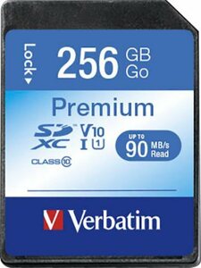 Verbatim Premium U1 SDXC 256GB Speicherkarte (256 GB, Class 10, 90 MB/s Lesegeschwindigkeit)