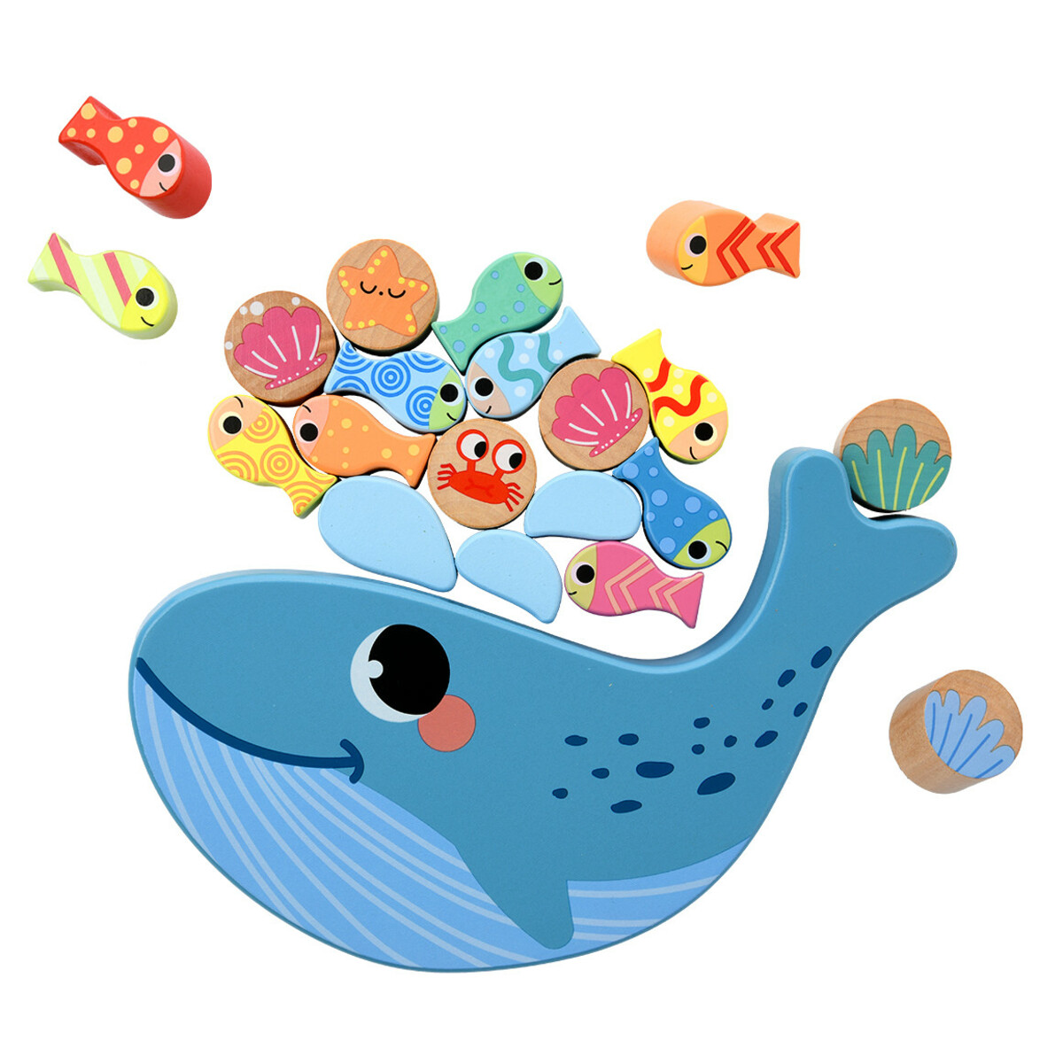 Bild 1 von Balance-Spiel mit Wal und bunten Fischen BLAU / NATUR / BUNT