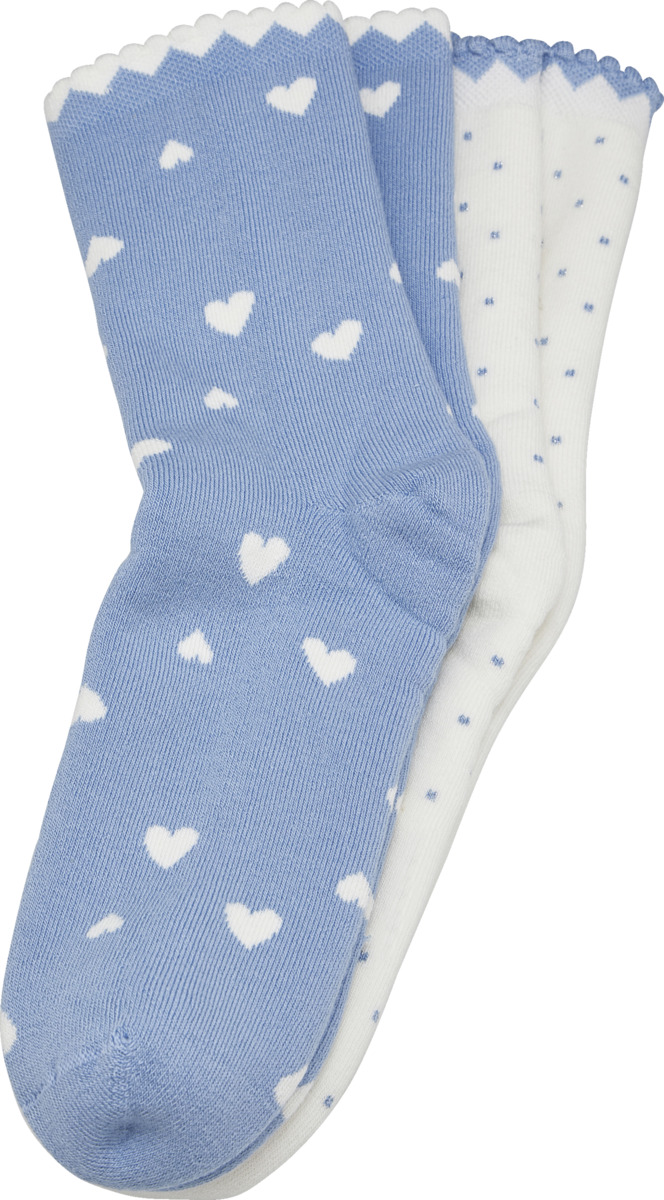 Bild 2 von IDEENWELT 2er Set Kuschelsocken mit Herzbündchen Gr. 35/38 hellblau, off-white