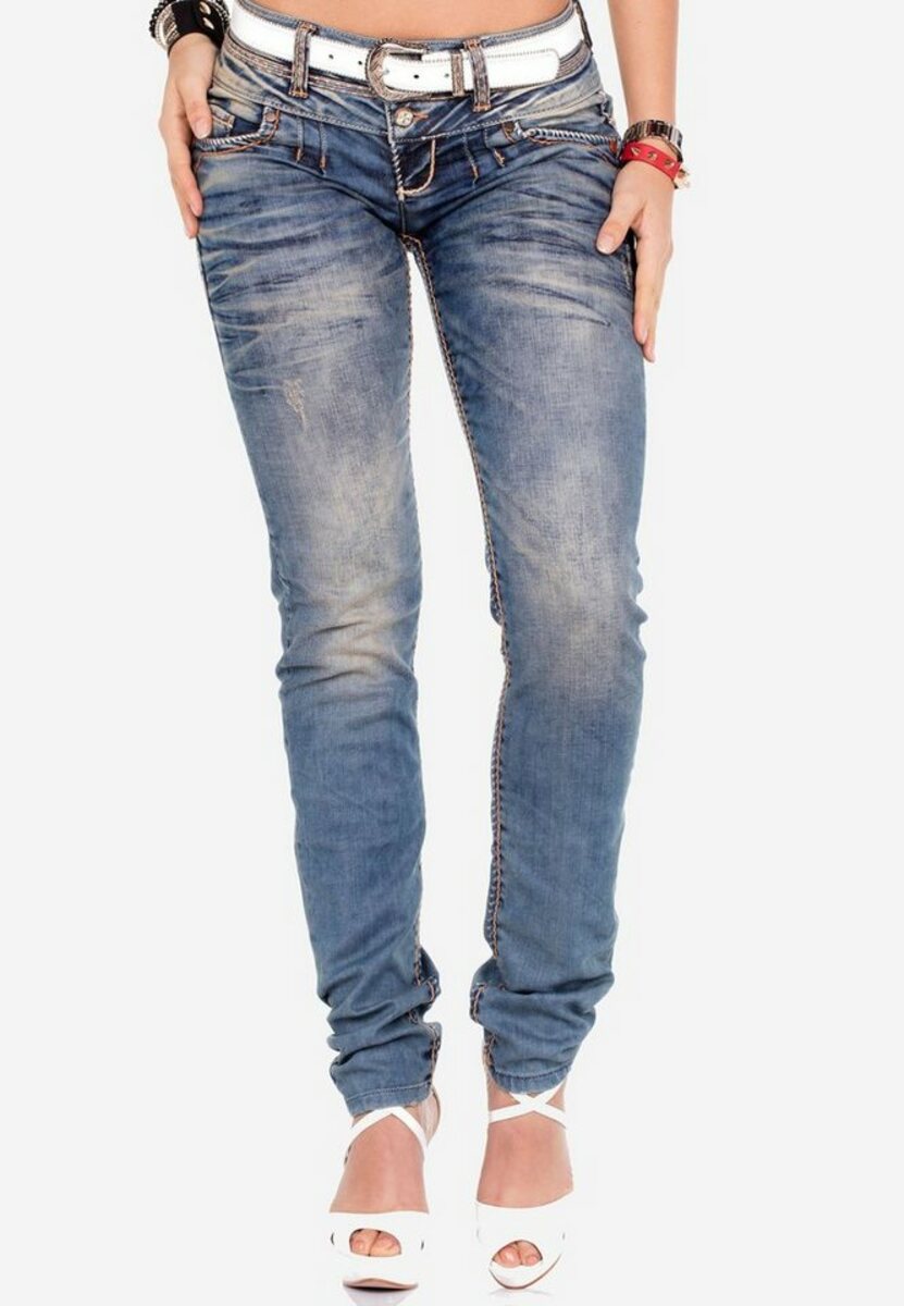 Bild 1 von Cipo & Baxx Slim-fit-Jeans mit Steppnähten in Straight Fit