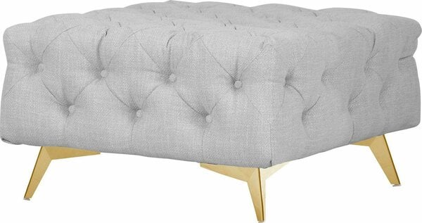 Bild 1 von Leonique Polsterhocker Glynis, aufwändige Knopfheftung, moderne Chesterfield Optik, Fußfarbe wählbar, Grau