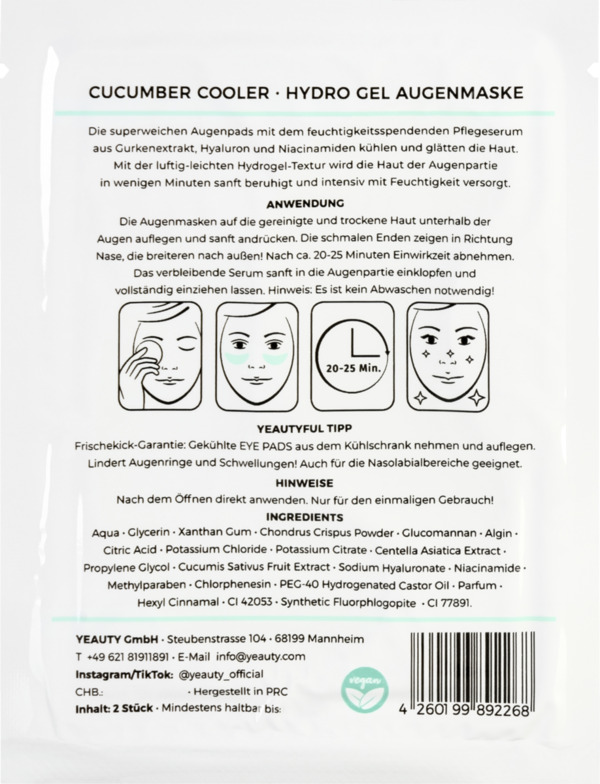 Bild 2 von YEAUTY Eye Pad Mask Cucumber Cooler