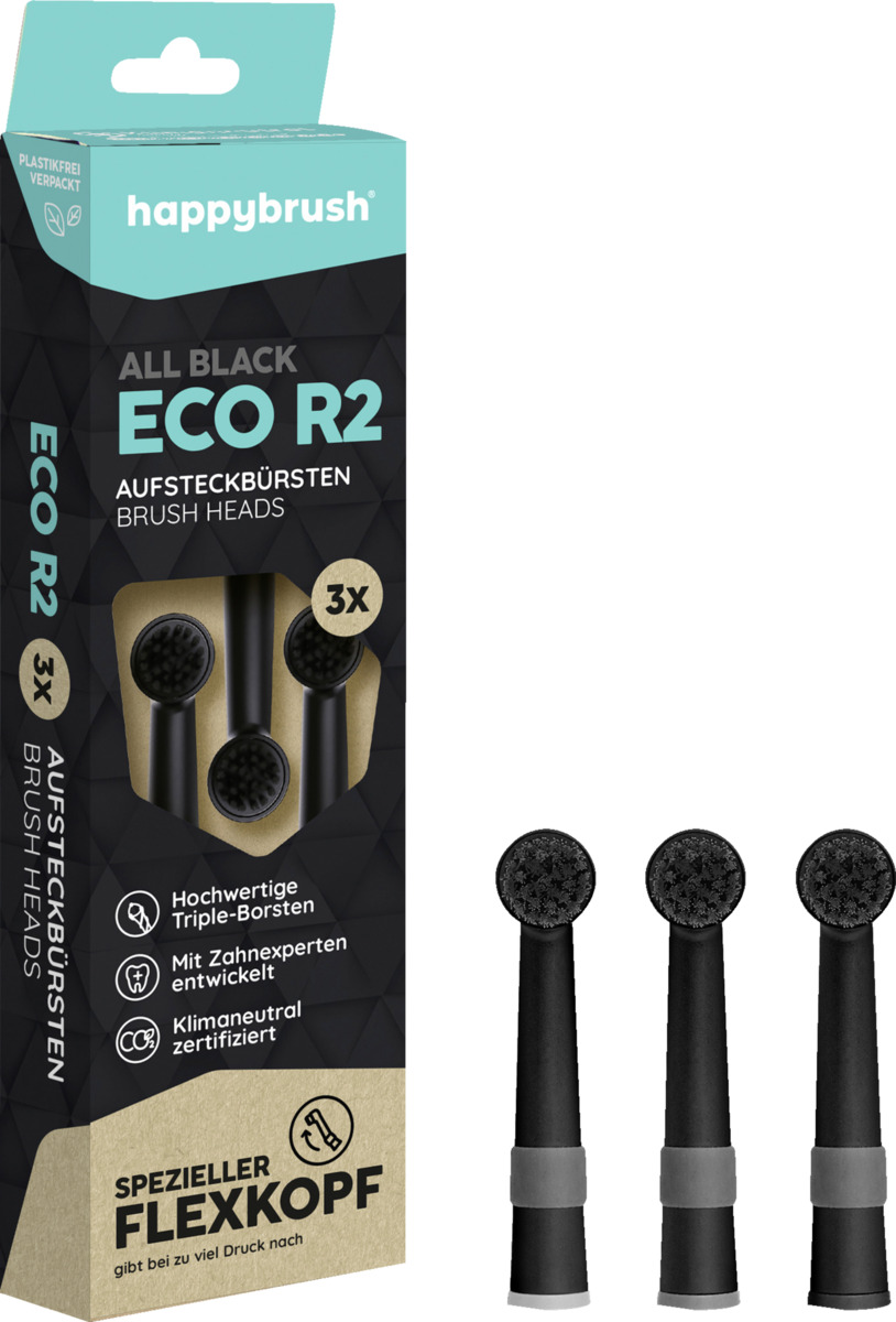 Bild 1 von happybrush Aufsteckbürsten ECO R2 all Black