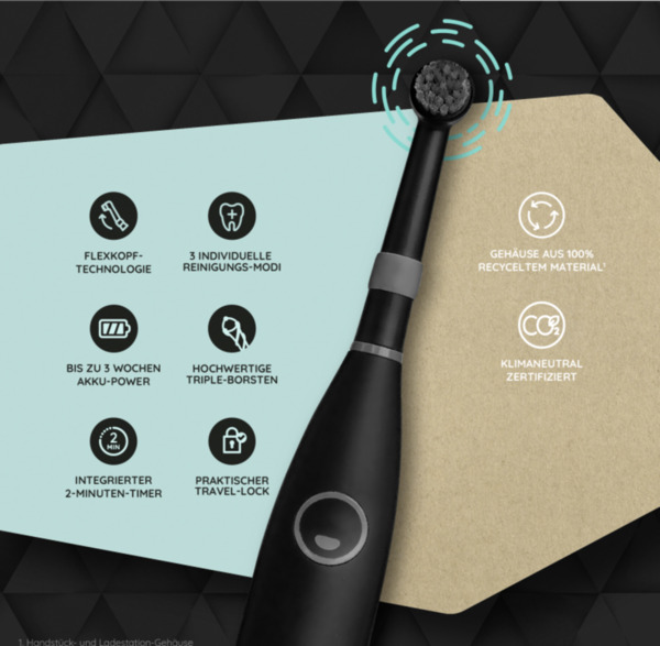 Bild 4 von happybrush Schall-Zahnbürste StarterKit ECO R2 all Black