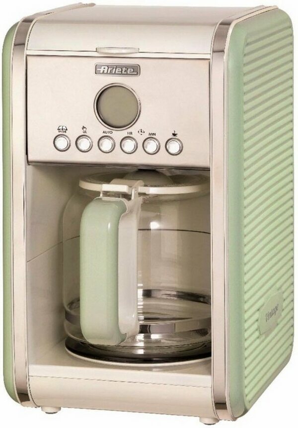 Bild 1 von Ariete Filterkaffeemaschine Vintage grün 1342, 1,5l Kaffeekanne, Permanentfilter, Startzeit Kaffeezubereitung programmierbar