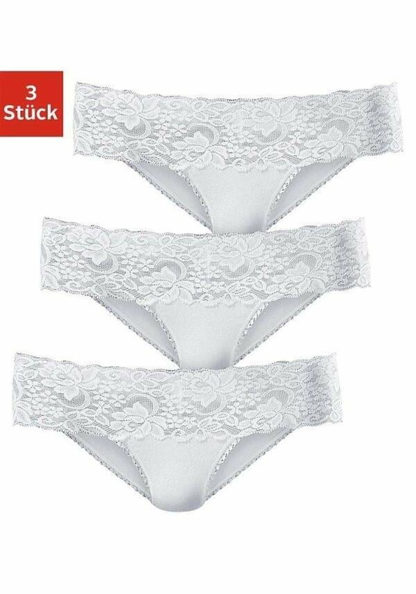 Bild 1 von Vivance Brasilslip (Packung, 3-St) aus elastischer Baumwolle mit floraler Spitze