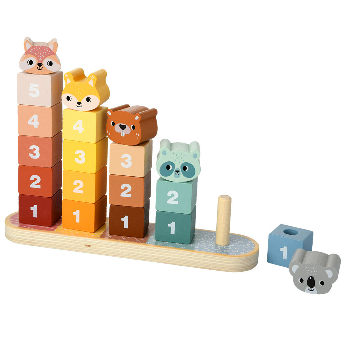 Bild 1 von Holz-Stapelspiel mit Zahlen NATUR / BUNT