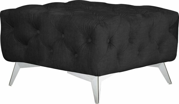 Bild 1 von Leonique Polsterhocker Glynis, aufwändige Knopfheftung, moderne Chesterfield Optik, Fußfarbe wählbar, Schwarz