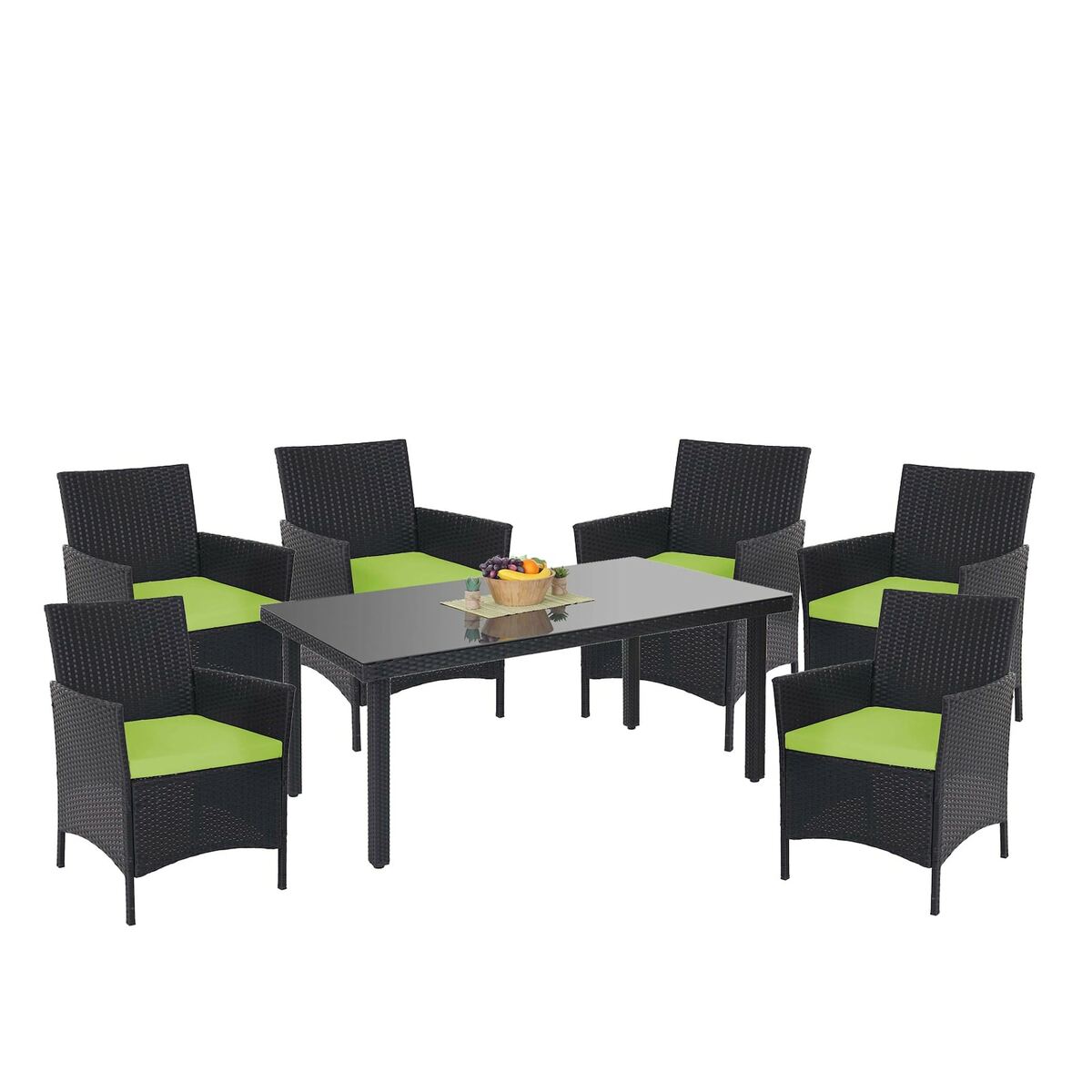 Bild 1 von Poly-Rattan-Garnitur Hamar, Gartenmöbel Balkon-Set Sitzgarnitur ~ anthrazit, Kissen grün