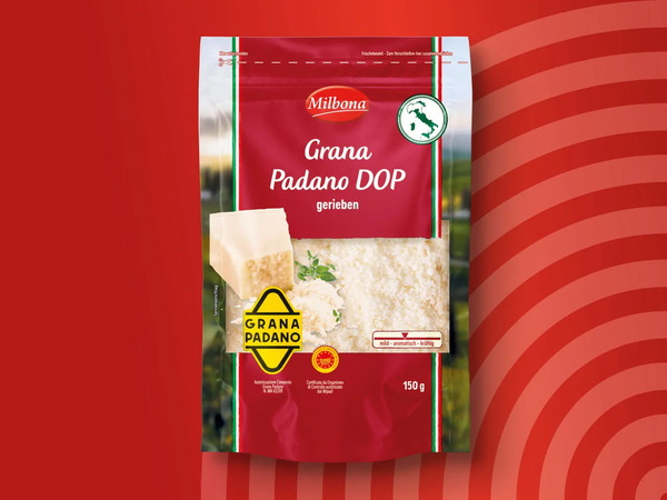 Bild 1 von Milbona Grana Padano DOP, gerieben, 
         150 g