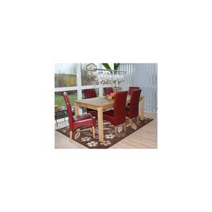 6er-Set Esszimmerstuhl Küchenstuhl Stuhl Crotone, LEDER ~ rot, helle Beine
