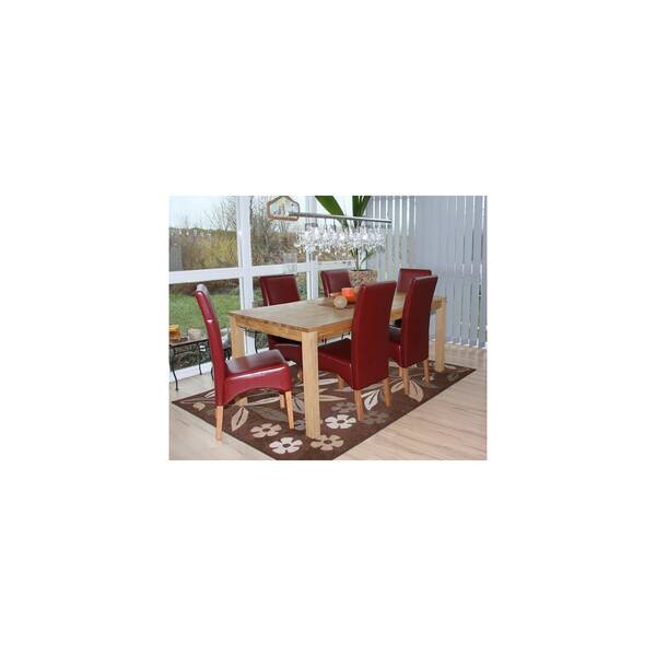 Bild 1 von 6er-Set Esszimmerstuhl Küchenstuhl Stuhl Crotone, LEDER ~ rot, helle Beine