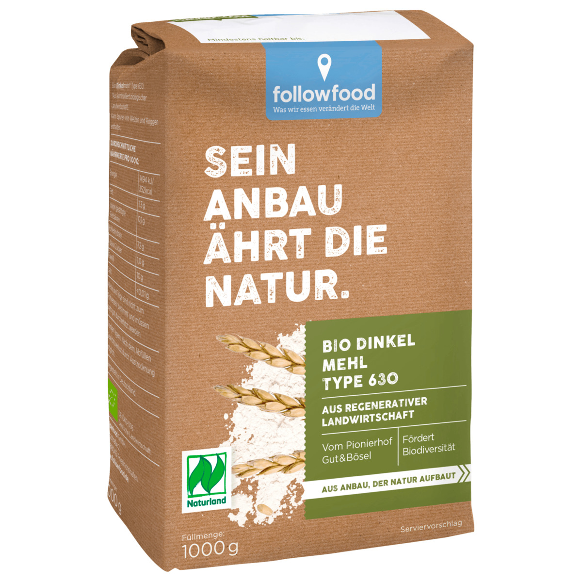 Bild 1 von followfood Bio Naturland Dinkelmehl Typ 630 1kg