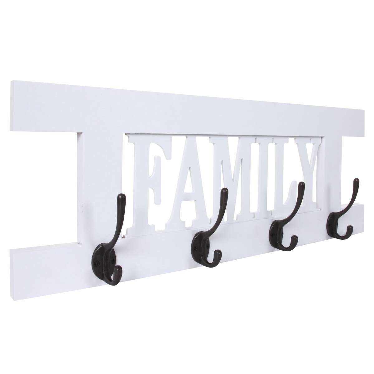 Bild 1 von Wandgarderobe MCW-C60 Family, Garderobe Garderobenpaneel, Shabby-Look Vintage 60x21cm ~ weiß lackiert