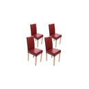Bild 1 von 4er-Set Esszimmerstuhl Stuhl Küchenstuhl Littau ~ Leder, rot helle Beine