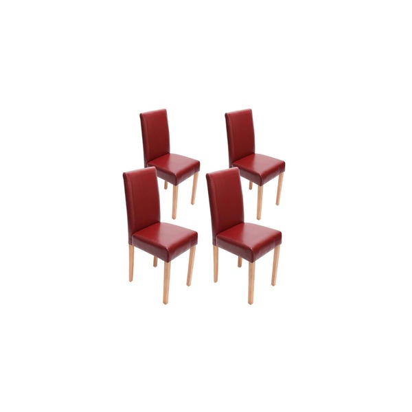 Bild 1 von 4er-Set Esszimmerstuhl Stuhl Küchenstuhl Littau ~ Leder, rot helle Beine