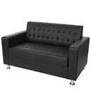 Bild 1 von 2er Sofa Pori, Couch Loungesofa, Kunstleder, Metall-Füße ~ schwarz