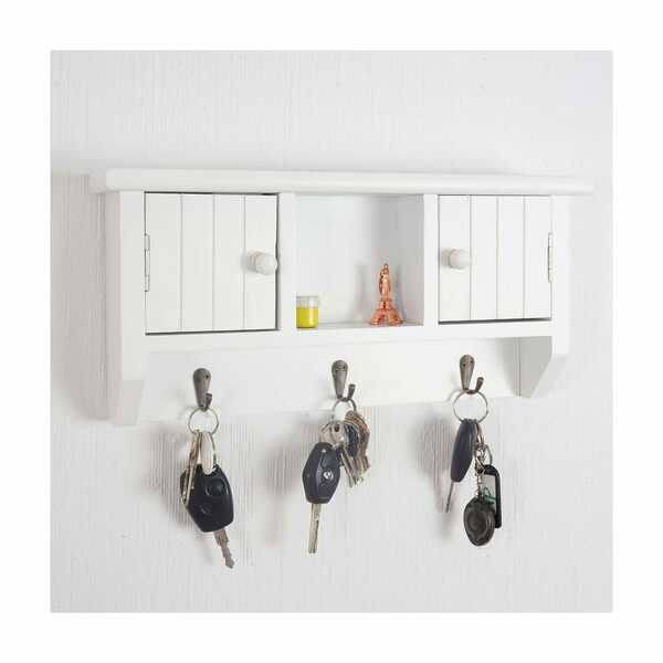 Bild 1 von Schlüsselbrett MCW-A48, Schlüsselkasten Schlüsselboard mit Türen, Massiv-Holz MVG-zertifiziert ~ weiß