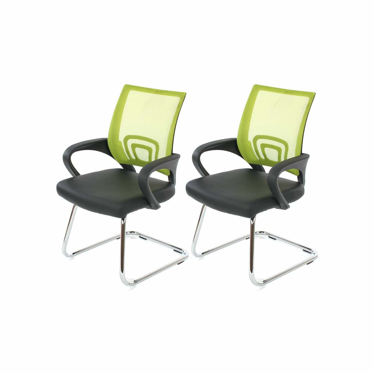 Bild 1 von 2er-Set Konferenzstuhl Afragola, Besucherstuhl, Kunstleder ~ grün