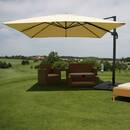Bild 1 von Gastronomie-Ampelschirm MCW-A96, 3,5x3,5m (Ø4,95m) Polyester/Alu 25kg ~ creme mit Ständer, drehbar